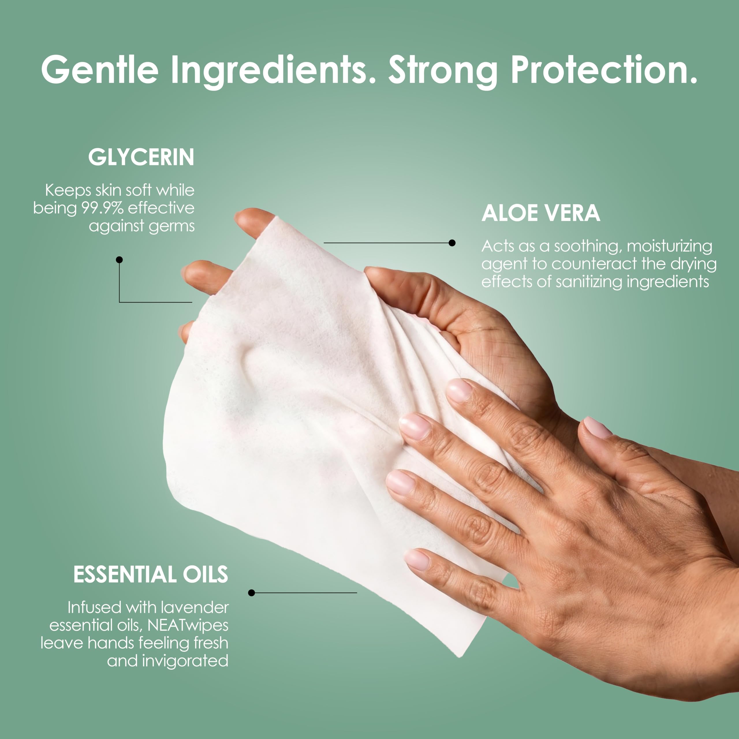 NEATwipes Hand Sanitizing Wipes | Travel Size | Disposable Wet Wipe & Biodegradable | Fresh Citrus Essential Oil | Soothing Aloe Vera | 24 Individually Wrapped Wipes