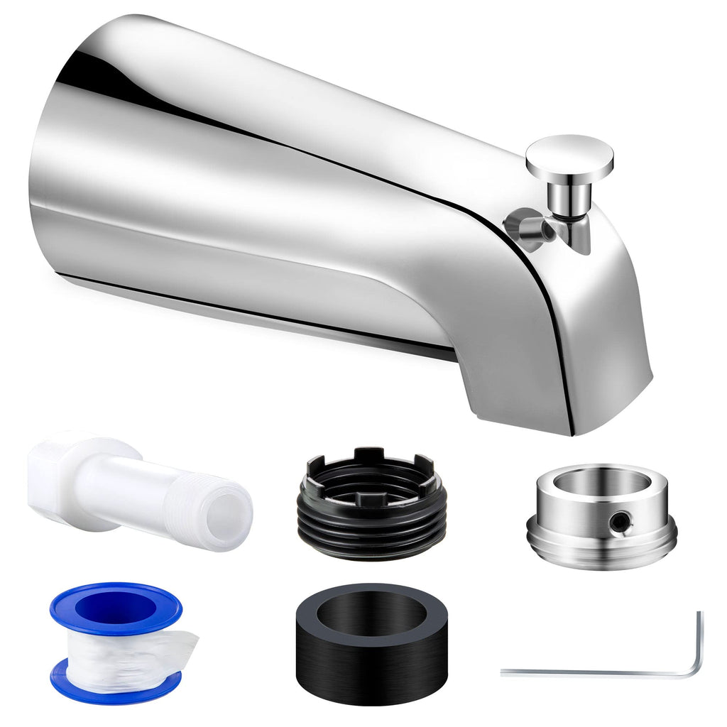 Dreyoo Tub Spout (Universal Fits 1/2" Copper Pipe, 1/2" IPS and 3/4" IPS), Bathroom Bathtub Faucet with Adapters and Hex Wrench(Brushed Nickel,Simple)