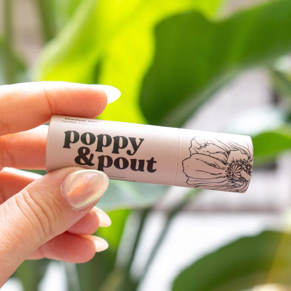 Poppy & Pout Blood Orange Mint Jumbo Lip Balm | All Natural Lip Balms & Moisturizers | Hydrates with Beeswax, Vitamin E, Organic Coconut Oil | Cruelty-Free | Lip Balm in Recyclable Cardboard Tube