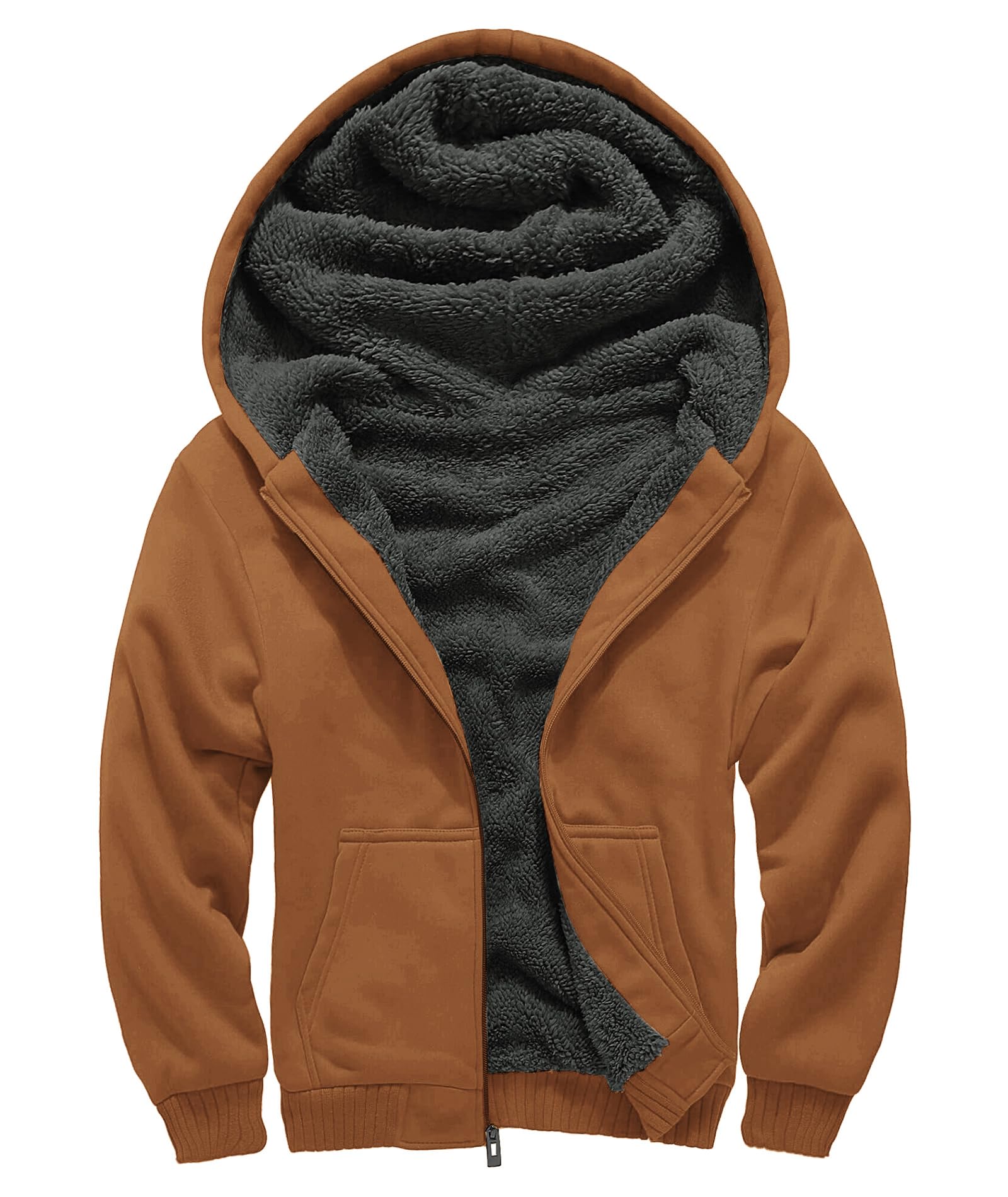 GEEK LIGHTING Boys Sherpa Lined Hoodie Kids Fleece Sweatshirt Full Zip Hooded Jacket