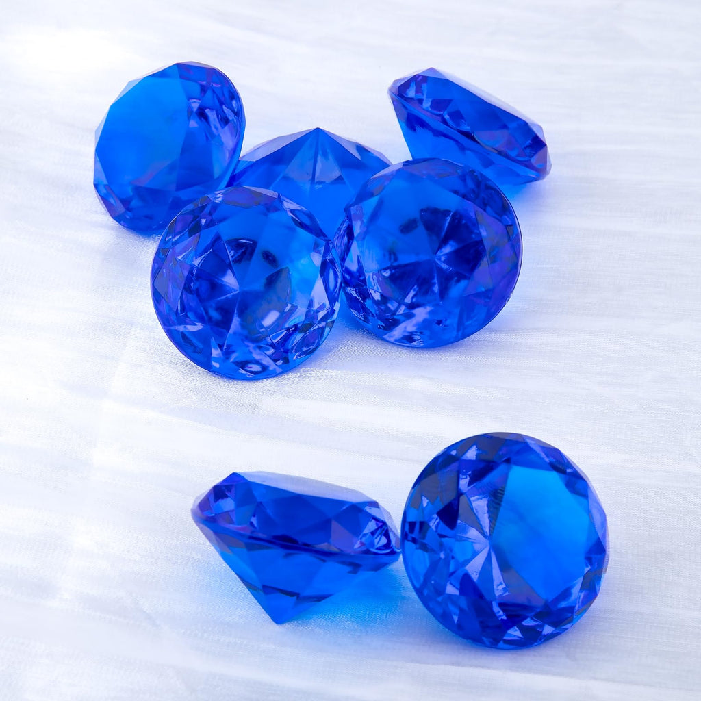 Niceup 26PCS Blue Fake Diamonds Gem Toys, 1.5in Pool Diving Gems Acrylic Plastic Gemstones for Kids, Party Décor Jewels Treasure Hunt Hiding Sensory Bin Filler Toys Craft Supplies