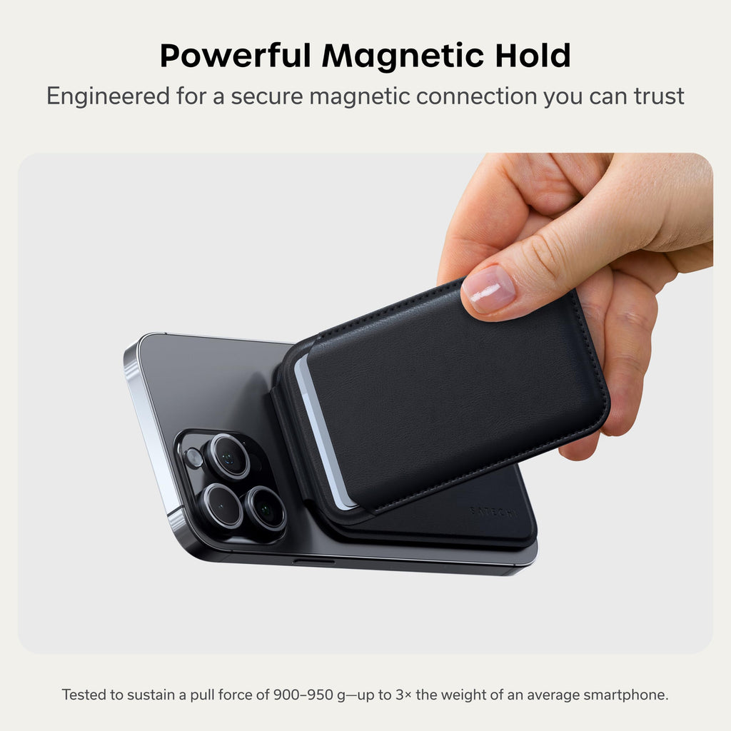 Satechi Magnetic Magsafe Wallet, Double Flap Stand Card Holder, 4 Slots with Front NFC Pass-Through, Adjustable Phone Attachment for iPhone 17/16/15/14/13/12, Travel Accessory