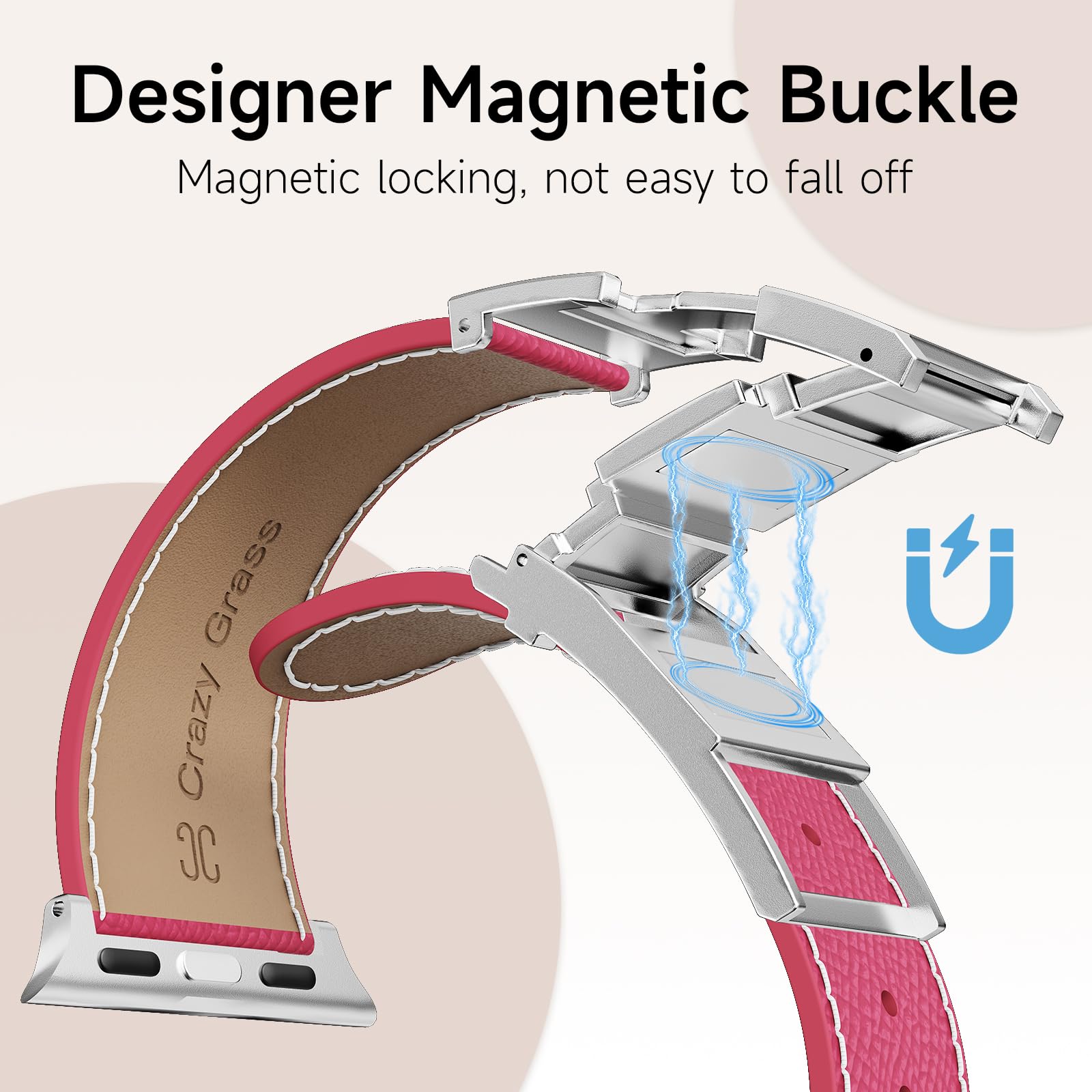 Designer Leather Band Compatible with Apple Watch 49mm46mm45mm44mm42mm41mm 40mm38mm for Women,Magnetic Buckle Replacement Strap for iWatch Ultra 3/2 /1 SE 3/2/1 Series 11/10/9/8/7/6/5/4/3/2/1