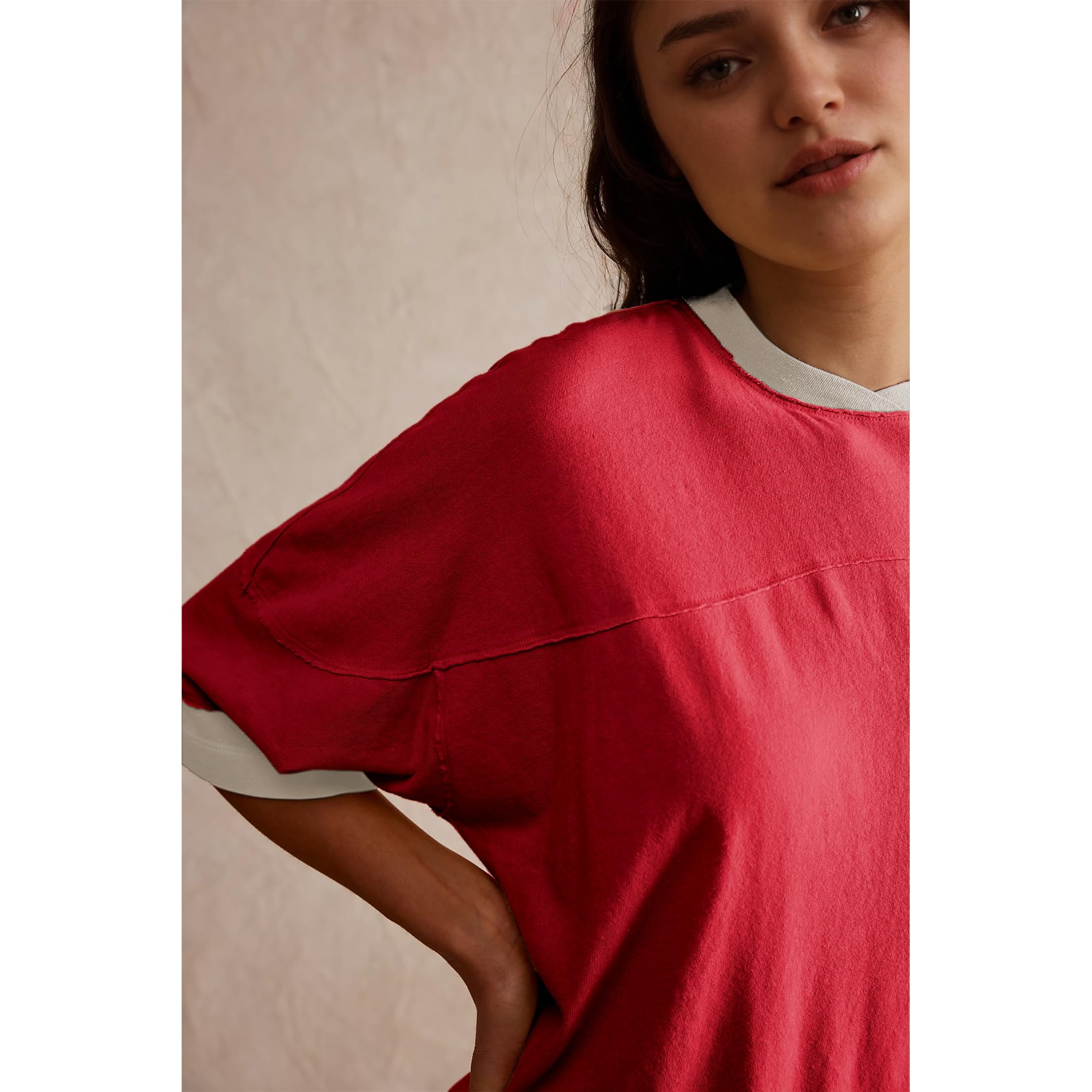 Songling Womens 3/4 Length Sleeve Casual Loose Fit Summer Tee Shirt Basics Cotton t Shirts Trendy Tops