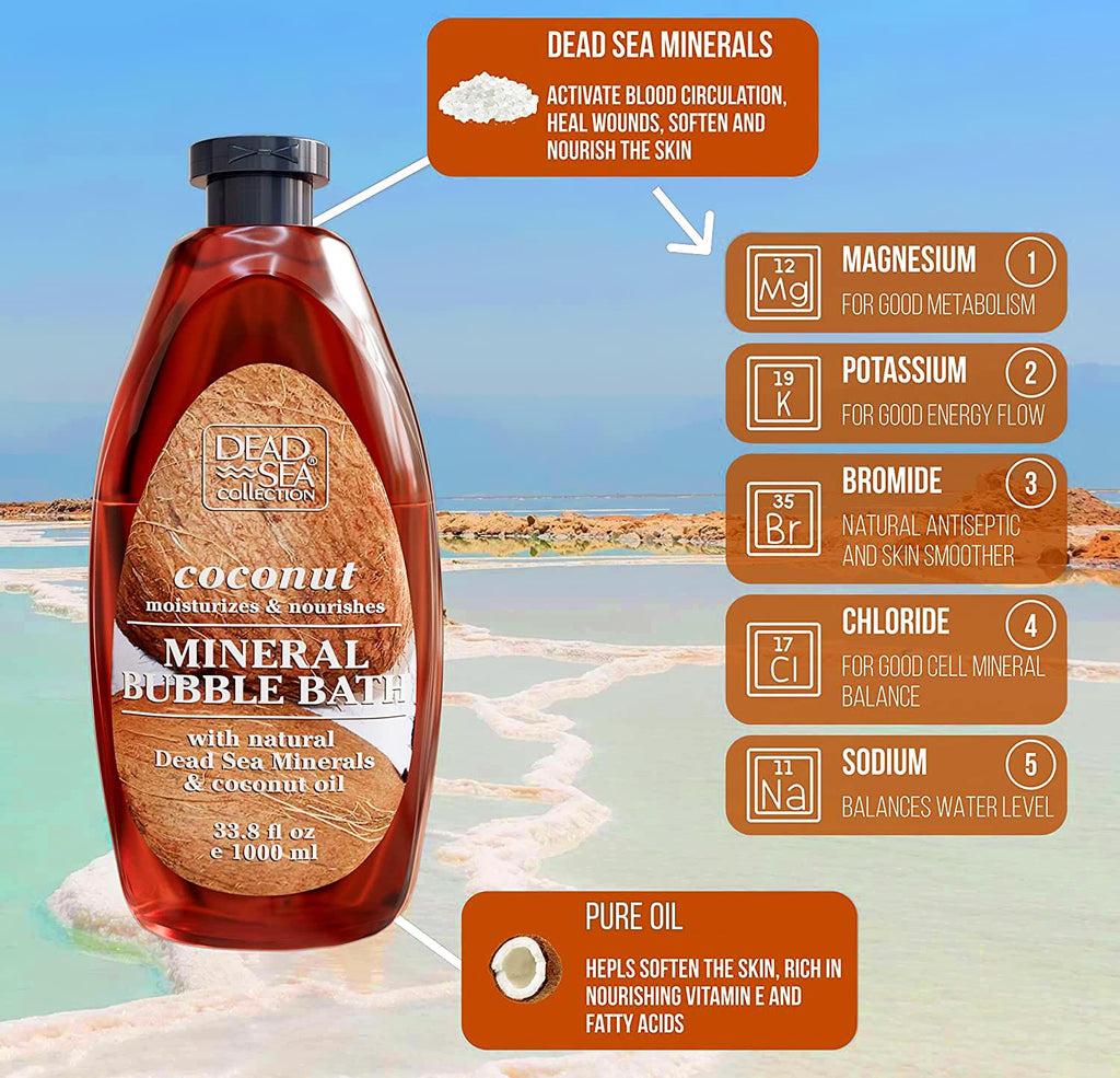 Dead Sea Collection Bubble Bath with Almond Vanilla for Women and Men - Sweet Almond Oil and Dead Sea Salt - Nourishing and Moisturizing Skin - Pack of 2 (67.6 fl.oz)