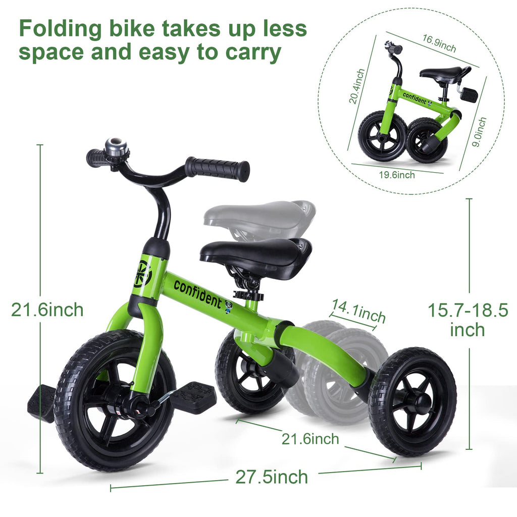 XPIY Tricycle for Toddlers Age 2-5 Years Old, 3 in 1 Folding Toddler Bike for Boys and Girls, Kids' Bike Trike with Detachable Pedal and Adjustable Seat (Blue)