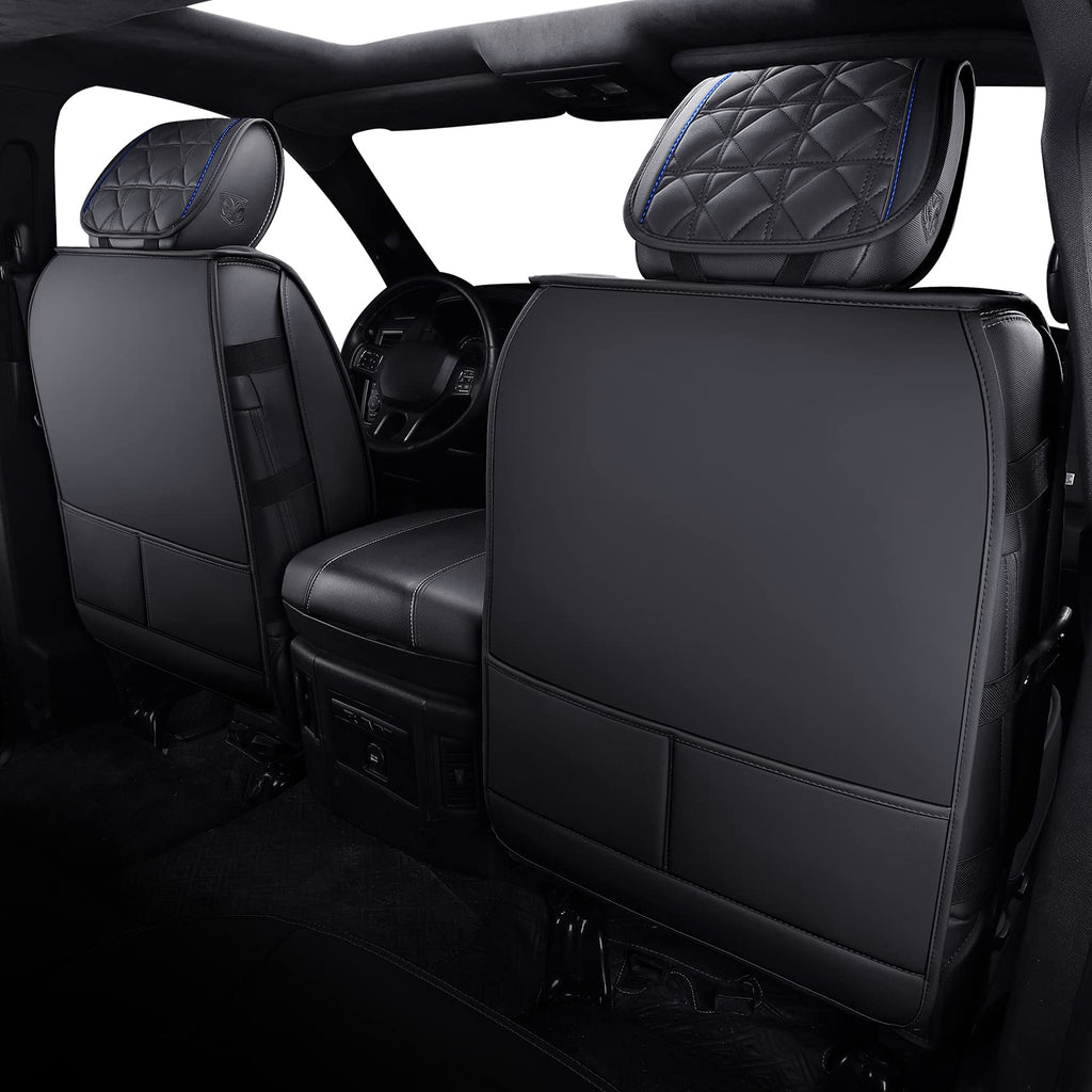 YIERTAI Dodge RAM Seat Covers Fit for 2009-2023 2024 2025 2026 1500/2500/3500HD Pickup Front Seats Only Crew Double Cab Quad Cab Waterproof Leather Seat Covers(2 PCS Front only/Black)