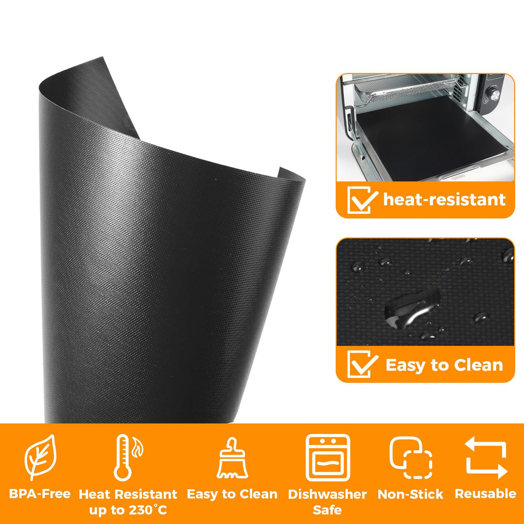 Replacement Baking Pan and Parchment Paper for Ninja Foodi SP101, Black Non-stick Baking Tray Air Fryer Liners Air Fryer Oven Accessories for Ninja Flip Toaster Oven
