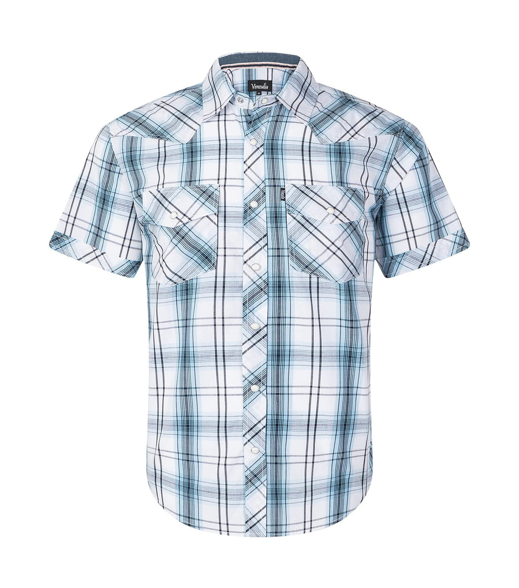 Men's Western Snap Casual Shirt Two Pocket Short Sleeve Shirt
