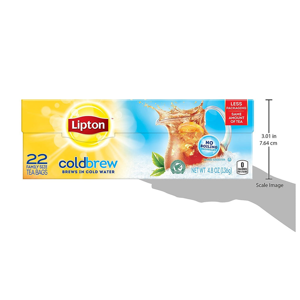 Lipton Cold Brew Iced Tea Bags, Family Size Zero Calories, Easy-To-Make with no boiling needed, 132 Total Tea Bags (22ct - Pack of 6)