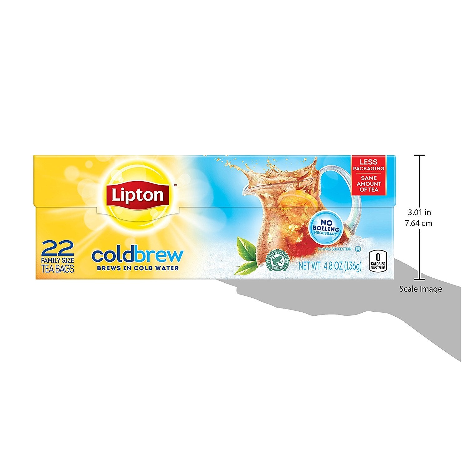 Lipton Cold Brew Iced Tea Bags, Family Size Zero Calories, Easy-To-Make with no boiling needed, 132 Total Tea Bags (22ct - Pack of 6)