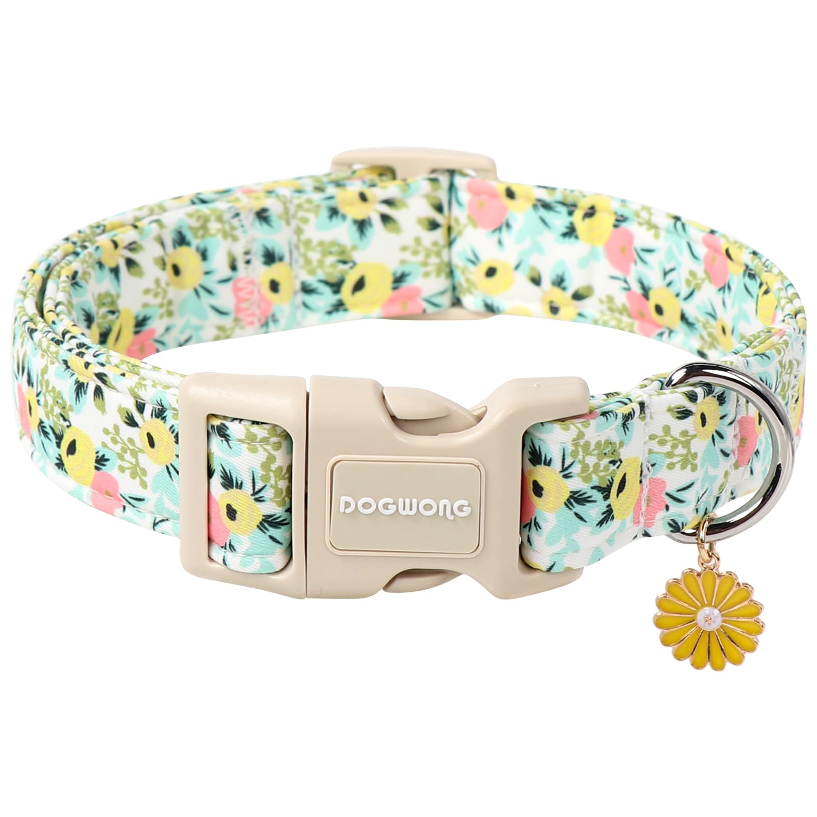 DOGWONG Cotton Dog Collar, Blue Plaid Heavy-Duty Dog Collar Durable Soft Boy Dog Collar Cute Wedding Puppy Necklace for Small Medium Large Dog