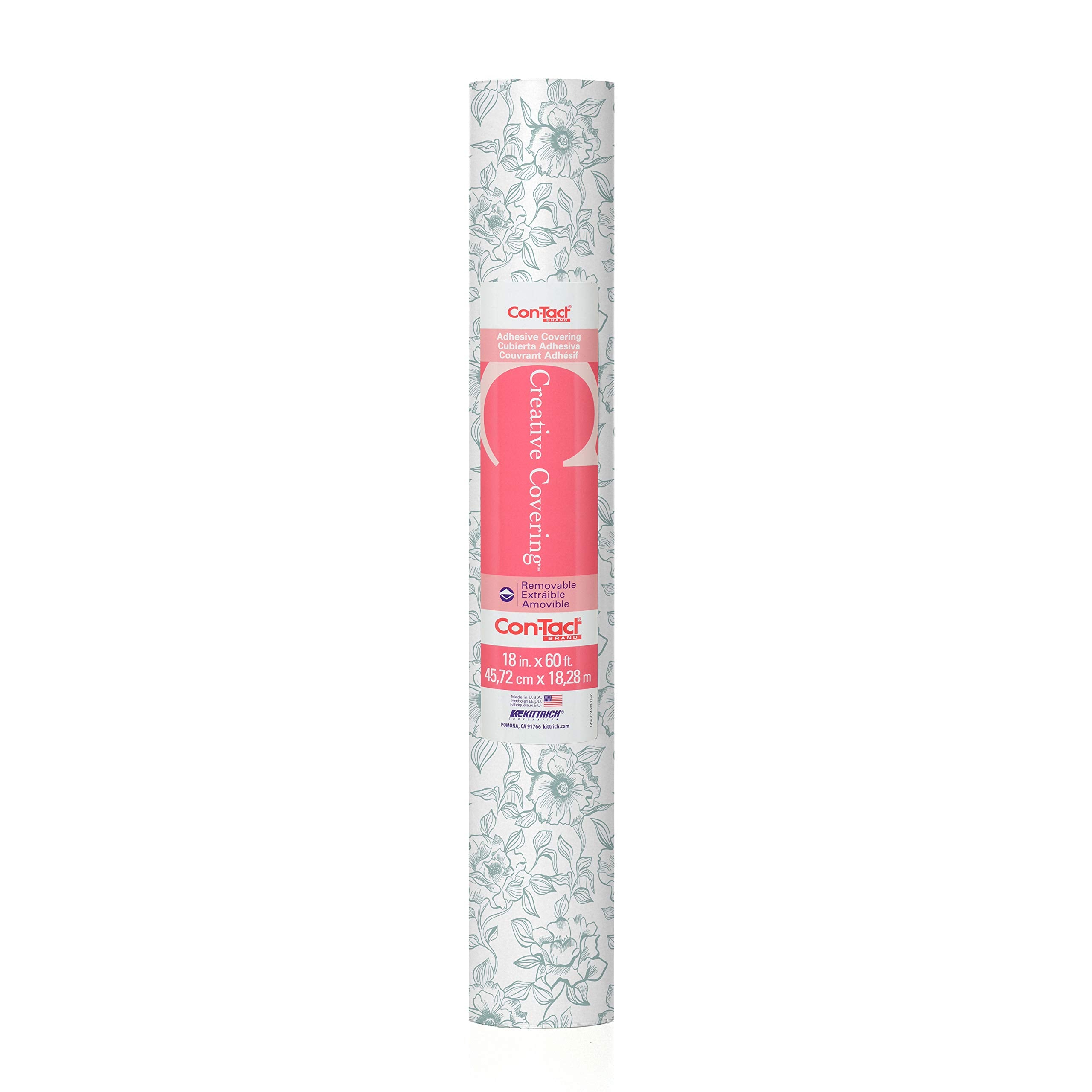 Con-Tact Brand Creative Covering, Self-Adhesive Shelf Liner, Multi-Purpose Vinyl Roll, Easy to Use and Apply, 18'' x 50', Abby Sage