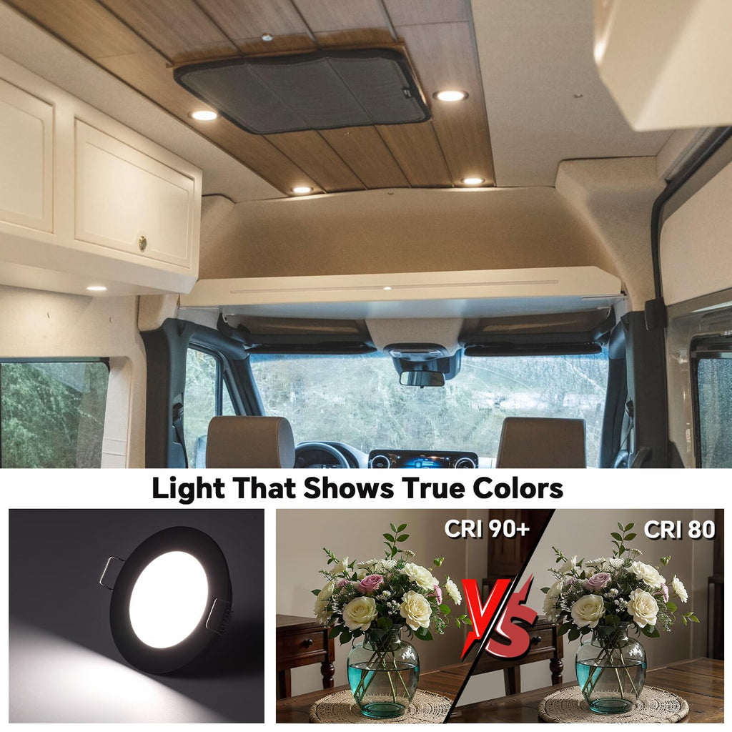 acegoo RV 2.75" Recessed LED Ceiling Light 12V Ultra-Thin Puck Light, Dimmable RV Lights Interior for Camper Van Truck Motorhome Boat Sailboat Roof Under Cabinet Lighting, 6 Pack (White,Cool White)