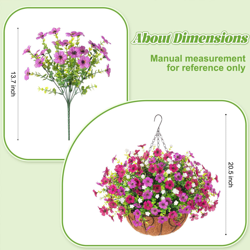 Ammyoo Artificial Faux Hanging Plants Flowers Basket for Spring Outdoor Decoration, Fake Silk Daisy UV Resistant Look Real with Eucalyptus Leaves Summer Outside Decor for Home Patio Garden