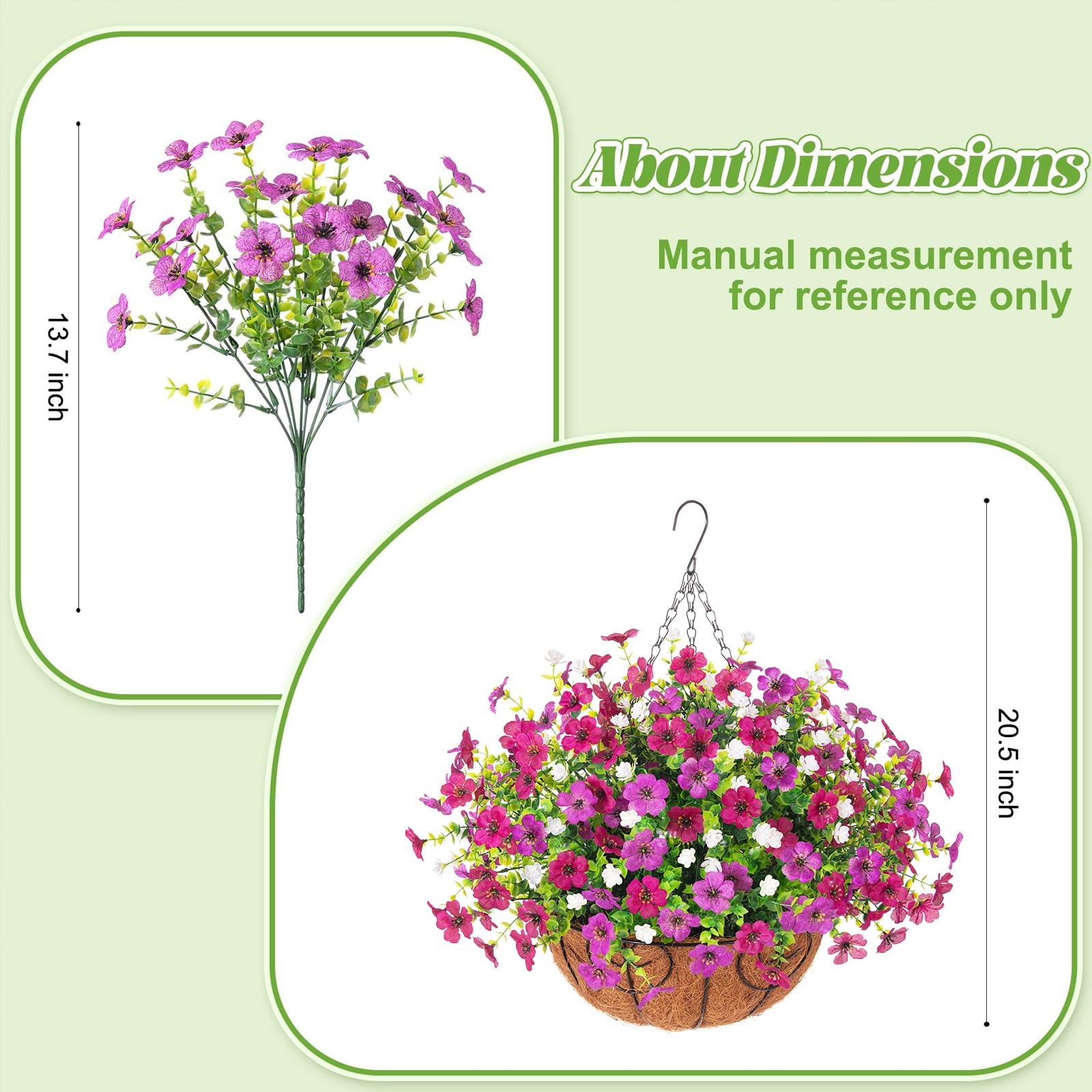 Ammyoo Artificial Faux Hanging Plants Flowers Basket for Spring Outdoor Decoration, Fake Silk Daisy UV Resistant Look Real with Eucalyptus Leaves Summer Outside Decor for Home Patio Garden