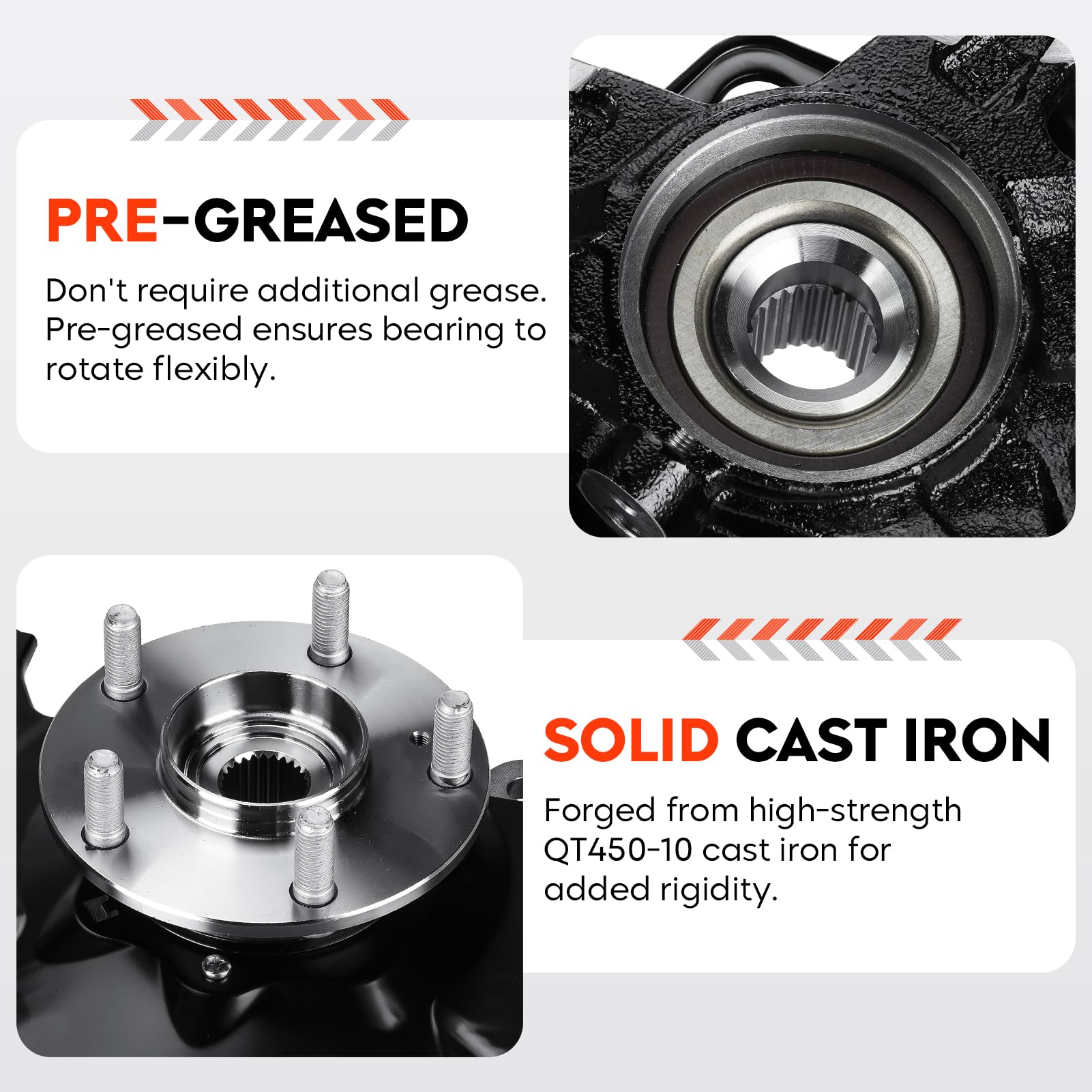 Front Left Steering Knuckle & Wheel Bearing Hub Assembly for Honda Civic 2006 2007 2008 2009 2010 2011, without Si MUGEN Si Model, 698-451 698451 44300SNA952 44300TR0951, Driver Side