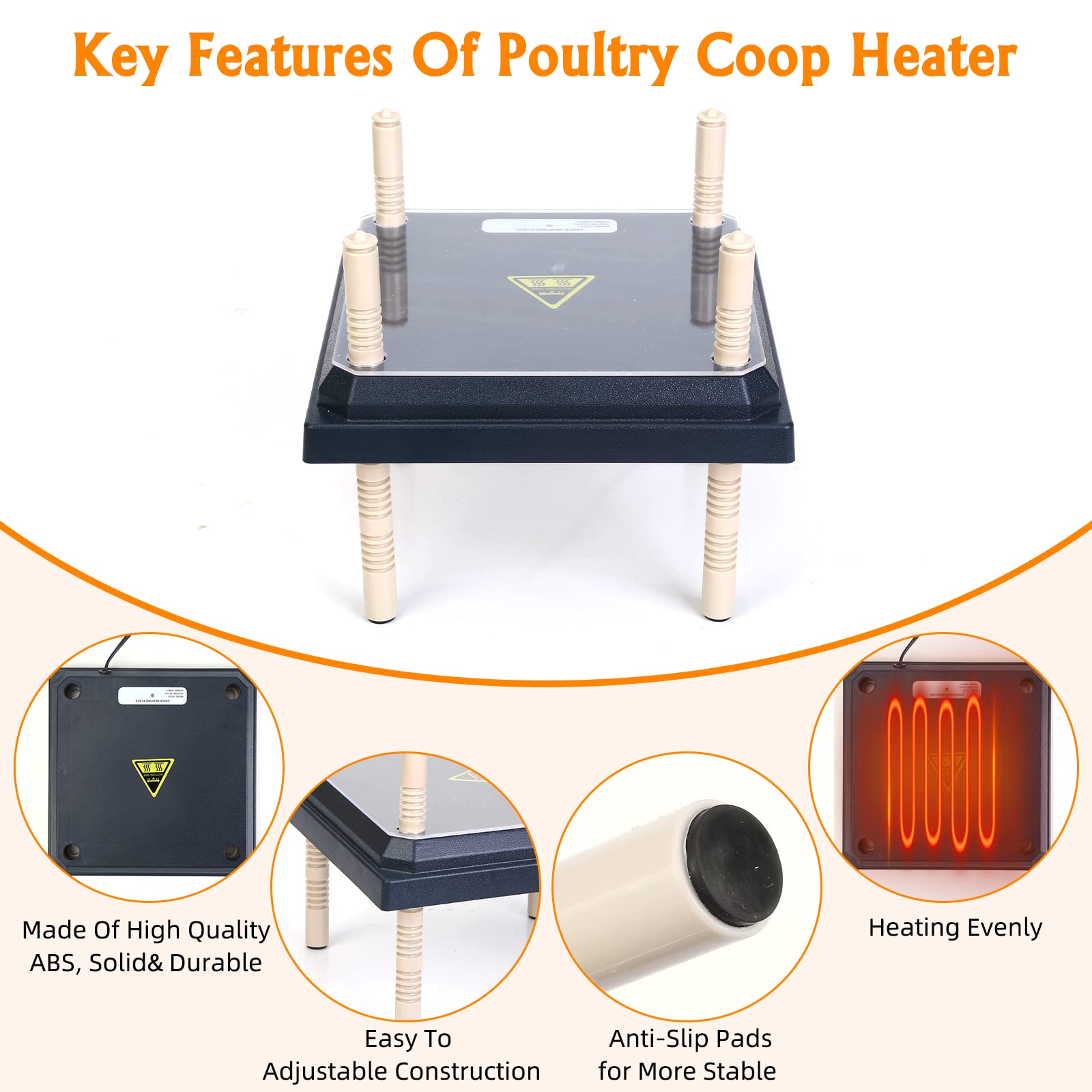 Brooder Heater for Chicks: Chick Brooder Heating Plate with Easy- Cleaning Plate Poultry Coop Heater Chicks Warmer 10" x 10" for 15 Chicks Adjustable Height Brooding Heater 15 Watts