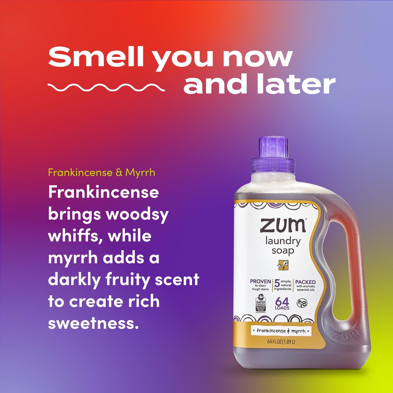 Indigo Wild Zum Clean Laundry Soap - Plant-Based Liquid Laundry Soap - Contains Baking Soda, Essential Oils & Saponified Coconut Oil - Sea Salt Scent - 64 fl oz