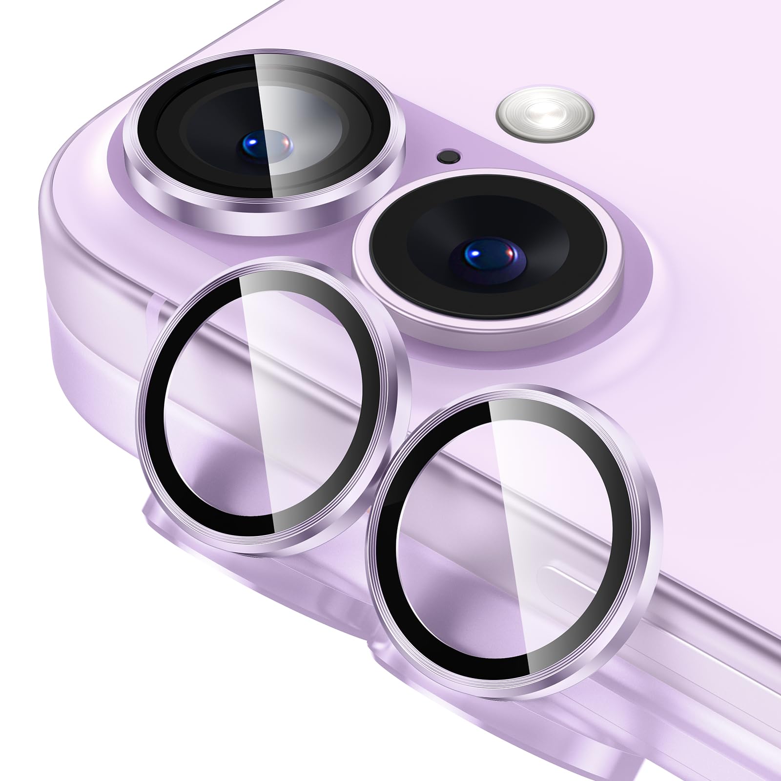 Tensea for iPhone 13 mini/iPhone 13 Camera Lens Protector, 9H Tempered Glass Camera Cover Screen Protector Metal Individual Ring for iPhone 13mini 5.4 inch /13 6.1 inch