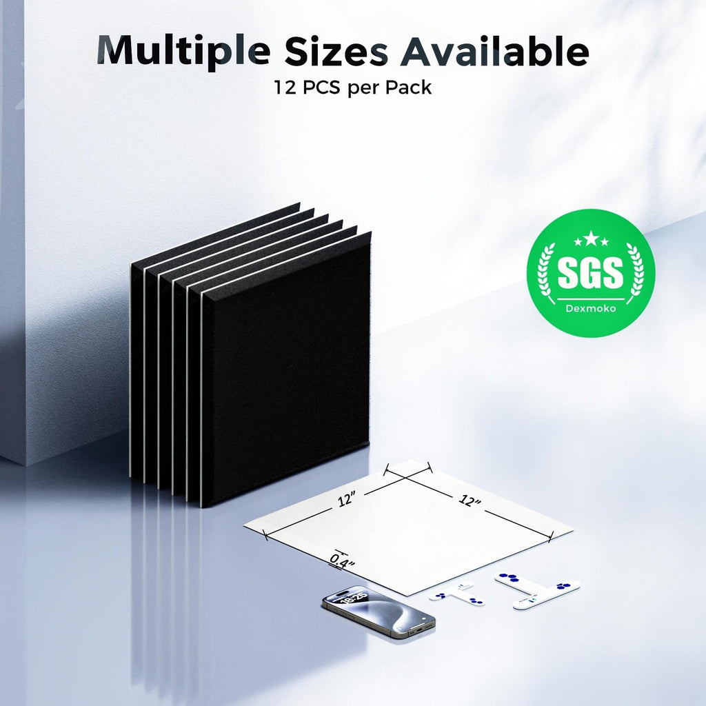 Self-Adhesive Acoustic Panels [390 lbs/yd³ Ultra-High Density], 2nd Generation Sound Absorbing Panel, Professional Level Sound Panel, Polyester Soundproof Foam [Medium Hexagon, Beige]