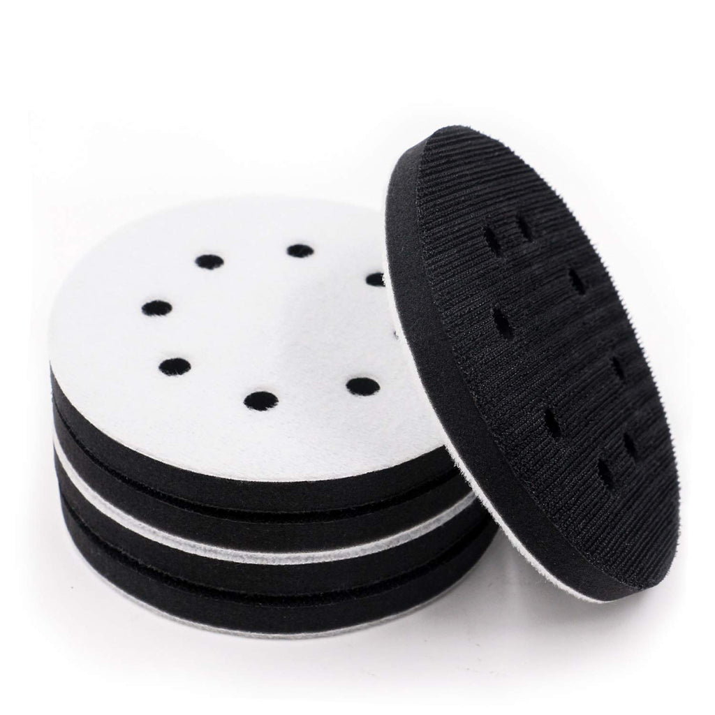 5 Pack 5 Inch 8 Holes Soft Density Interface Pads Hook and Loop 5" Sponge Cushion Buffer Backing Pad (Set of 5)