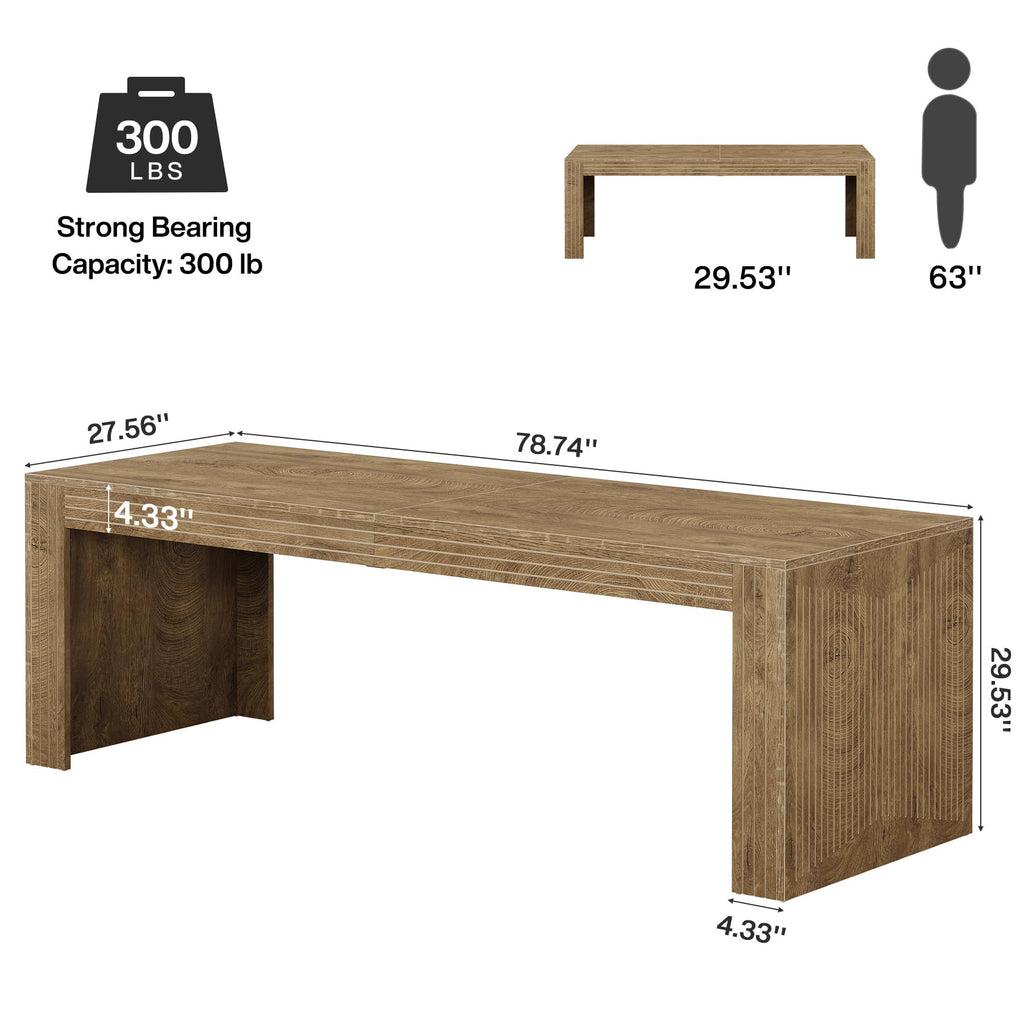 Tribesigns 79-Inch Extra Long Desk, Two Person Double Desk for Home Office, Wooden Long Computer Desk Writing Table for Office, Coffee Brown