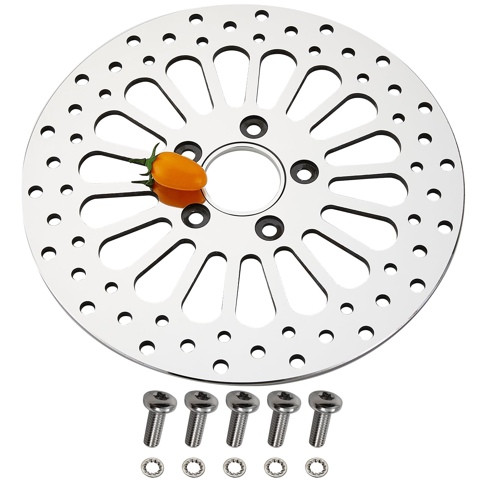 1 Piece Front Rotor and 1 Piece Rear Rotor 11.5'' set for Harley Davidson Touring Softail Sportster Dyna Early Super Glide Motorcycle,Heat Dissipation Mirror-Polished Stainless Steel Rotors
