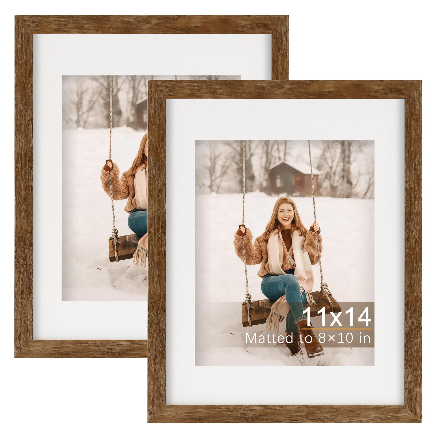 TOFOREVO Picture Frames 4x4 Set of 2 Black Wood Grain Photo Frame for Gallery Wall Mounting or Tabletop Display