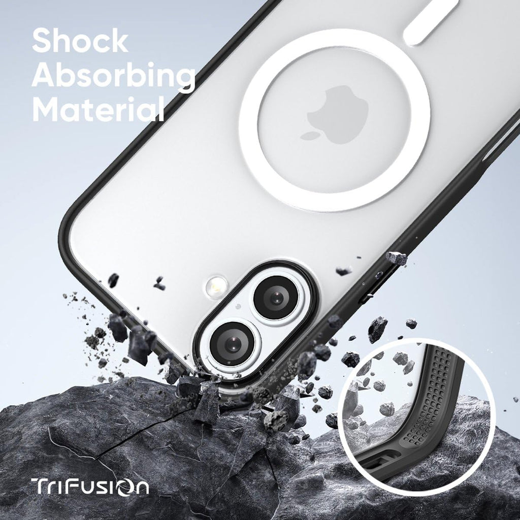FLOLAB Surtect Tri-Fusion Magnetic for iPhone 16 Case Protective Slim Design Magsafe Compatible Military Grade - Black Clear