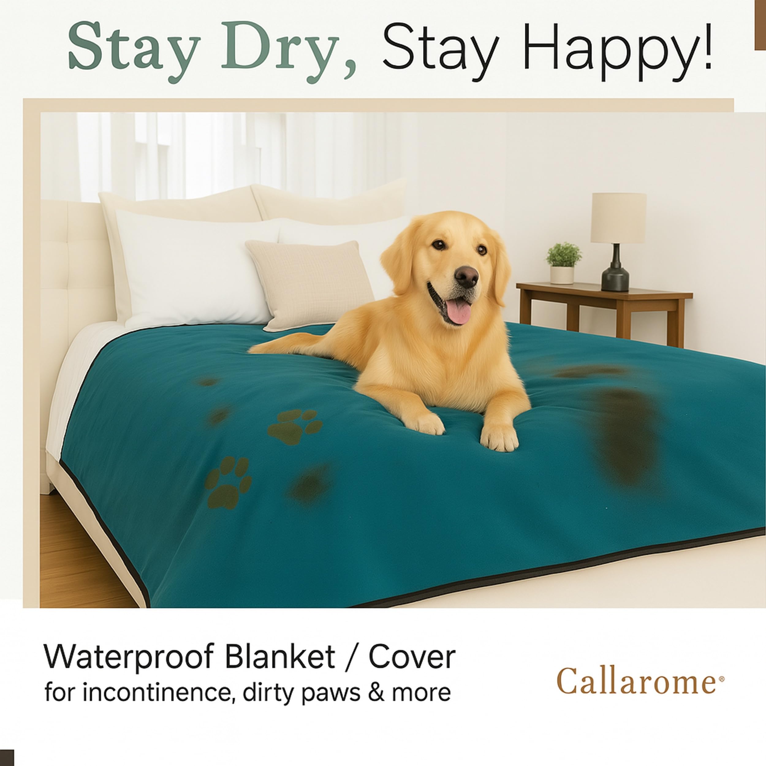 Waterproof Blanket for Bed & Couch Protection, Reddish/Green, 80"x90" | High-Density Heavy-Duty Material – Ultra-Soft & Durable Soft Fleece, Leakproof, Reversible, Silent No-Crinkle Design