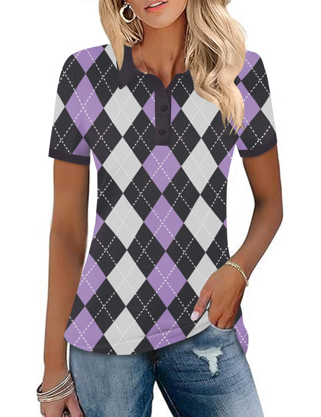 LOMON Womens Golf Polo Shirts Short Sleeve Collared Tops Lightweight Moisture Wicking Tennis Activewear S-XXL