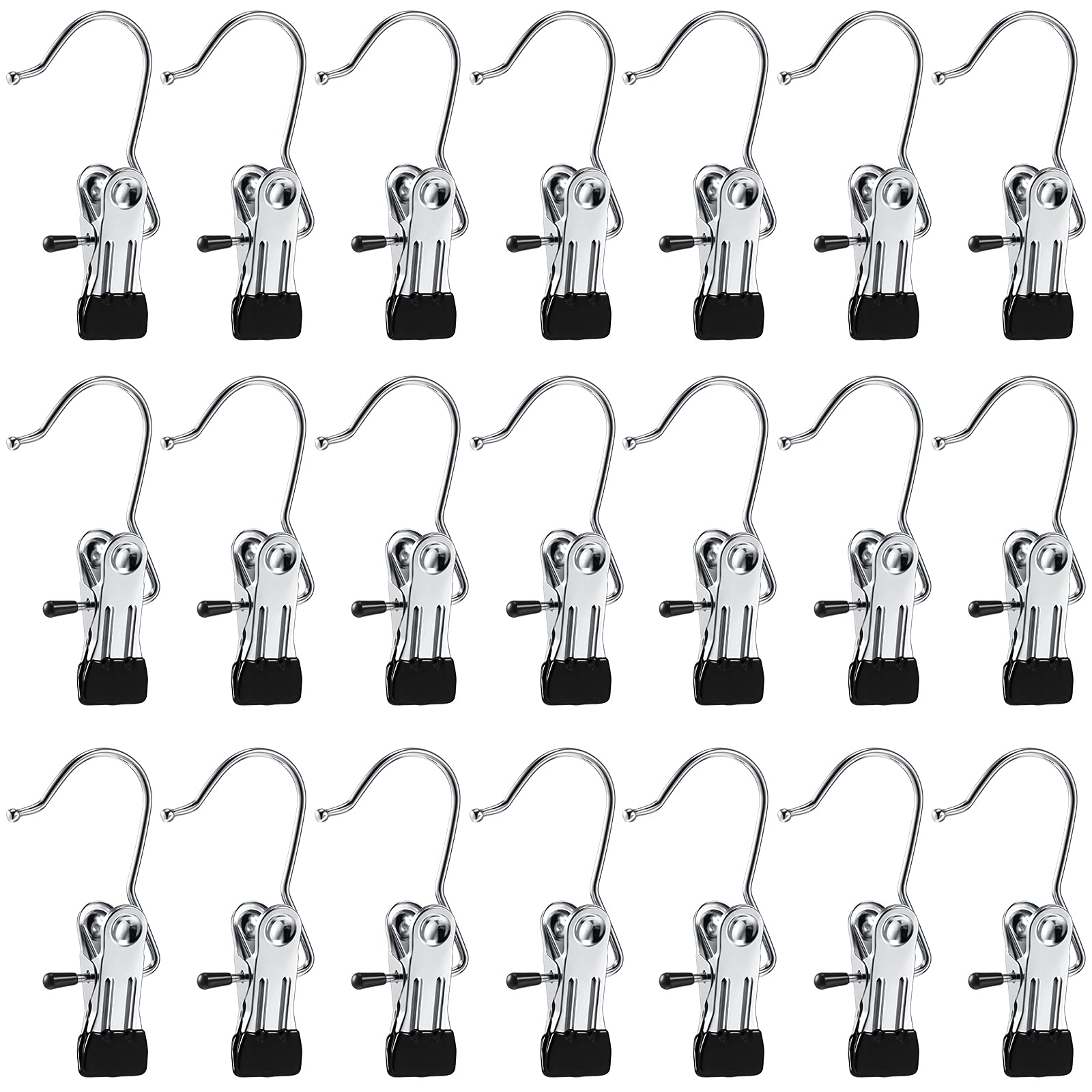 Hotop 20 Pieces Boot Hanger Clips for Closet, Laundry Hanging Hooks Heavy Duty Clips Boot Holder Portable Single Hooks Space Saving for Pants Jeans Clothes Hats Tall Towels (Black)