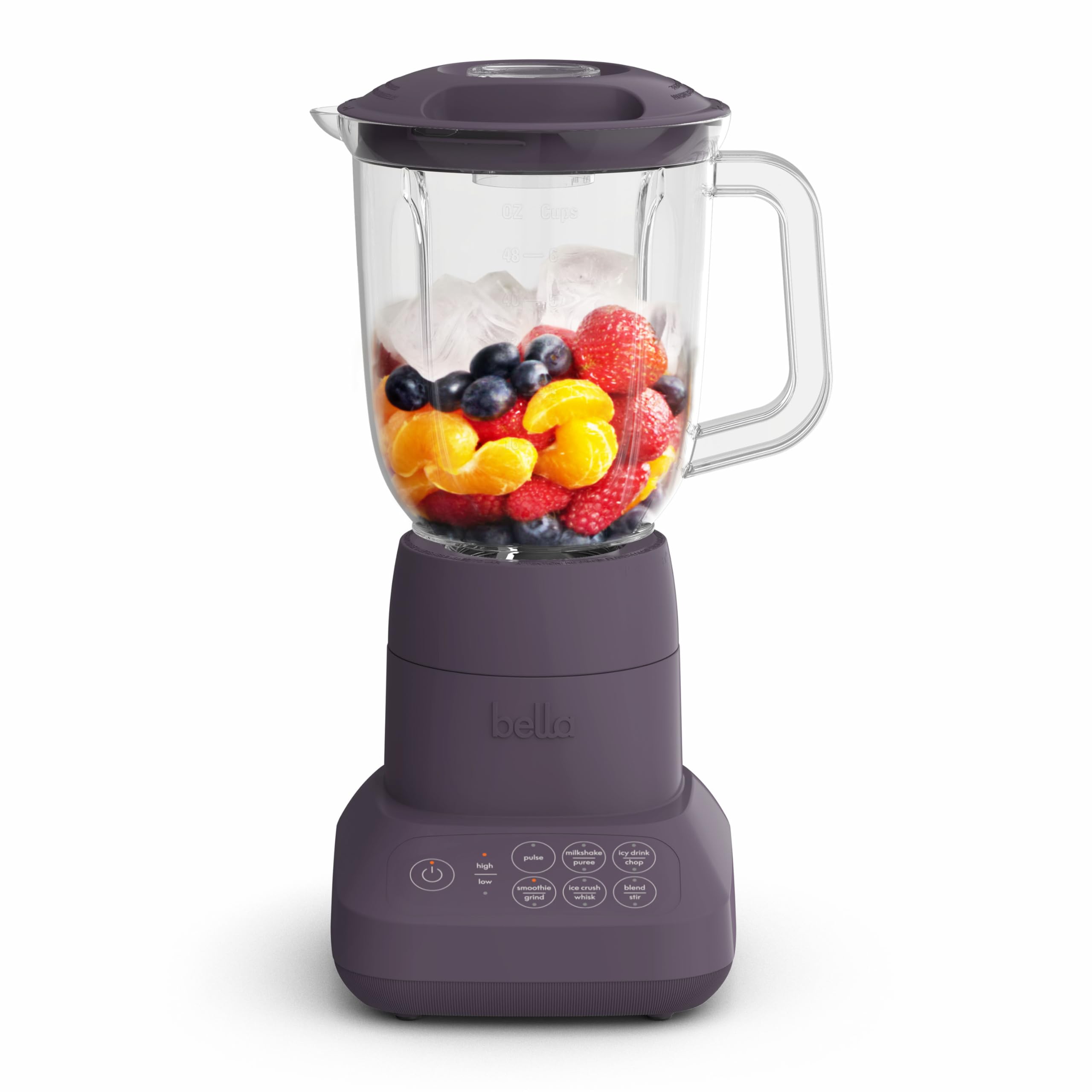 bella 10 Speed Countertop Blender, Juicer & Smoothie Maker, Fits-anywhere™ Kitchenware, Slim Flip & Store Design, Dishwasher Safe 48oz Capacity Pitcher & Lid, Stainless Steel Blade, 450 Watt, Blossom