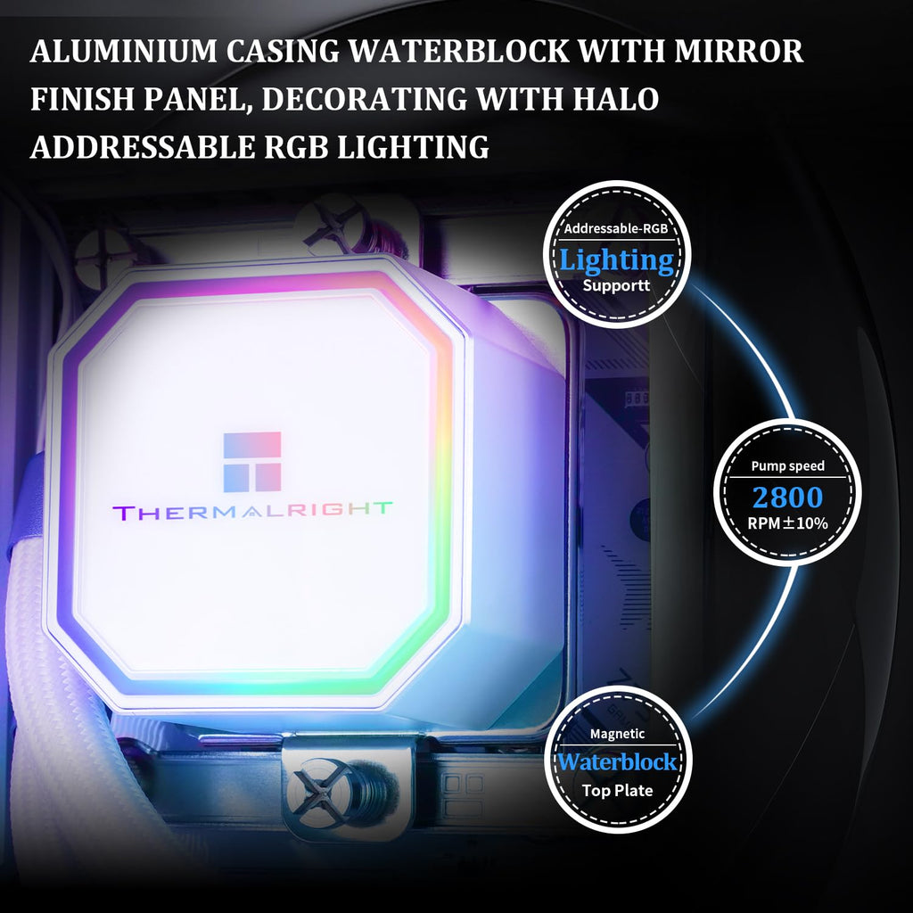 Thermalright Frozen Prism 240 Black CPU Liquid Cooler,Efficient PWM Controlled Pump 3300RPM,TL-E12 Series PWM Fan×2,Water Cooling Computer Parts,for AMD AM4/AM5,Intel LGA1150/1151/1200/1700/1851