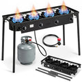 Outvita 2 Burner Propane Gas Stove for Outdoor Cooking, 150,000 BTU Camping Cooker with Removable Legs, Temperature Control Knobs for Backyard Cooking, BBQ, Baking and Frying