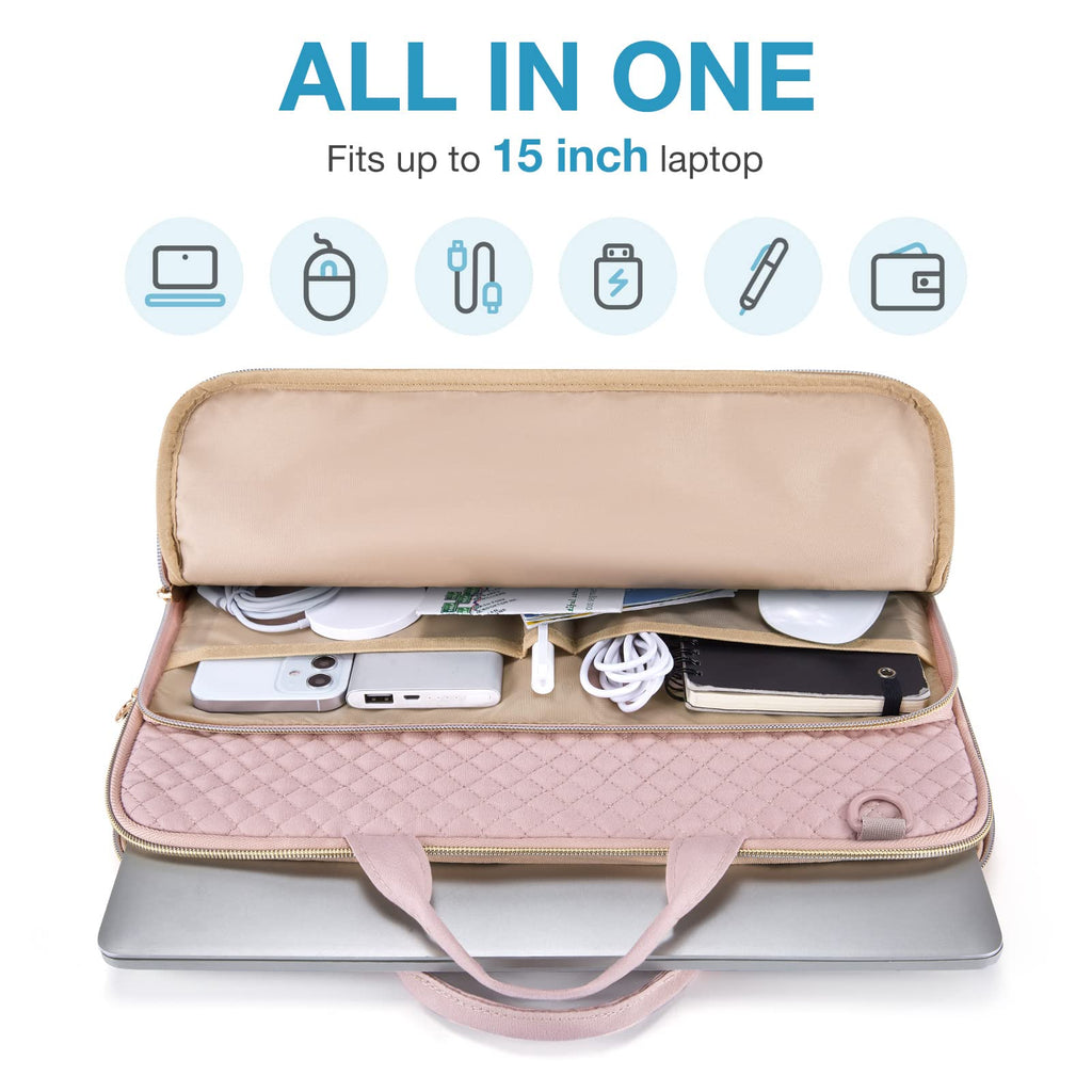 BAGSMART Laptop Case Compatible with 13-13.3 inch Notebook,Compatible with MacBook Pro 14 Inch,MacBook Air,Protective Carrying Bag with Pocket,Handles, Beige
