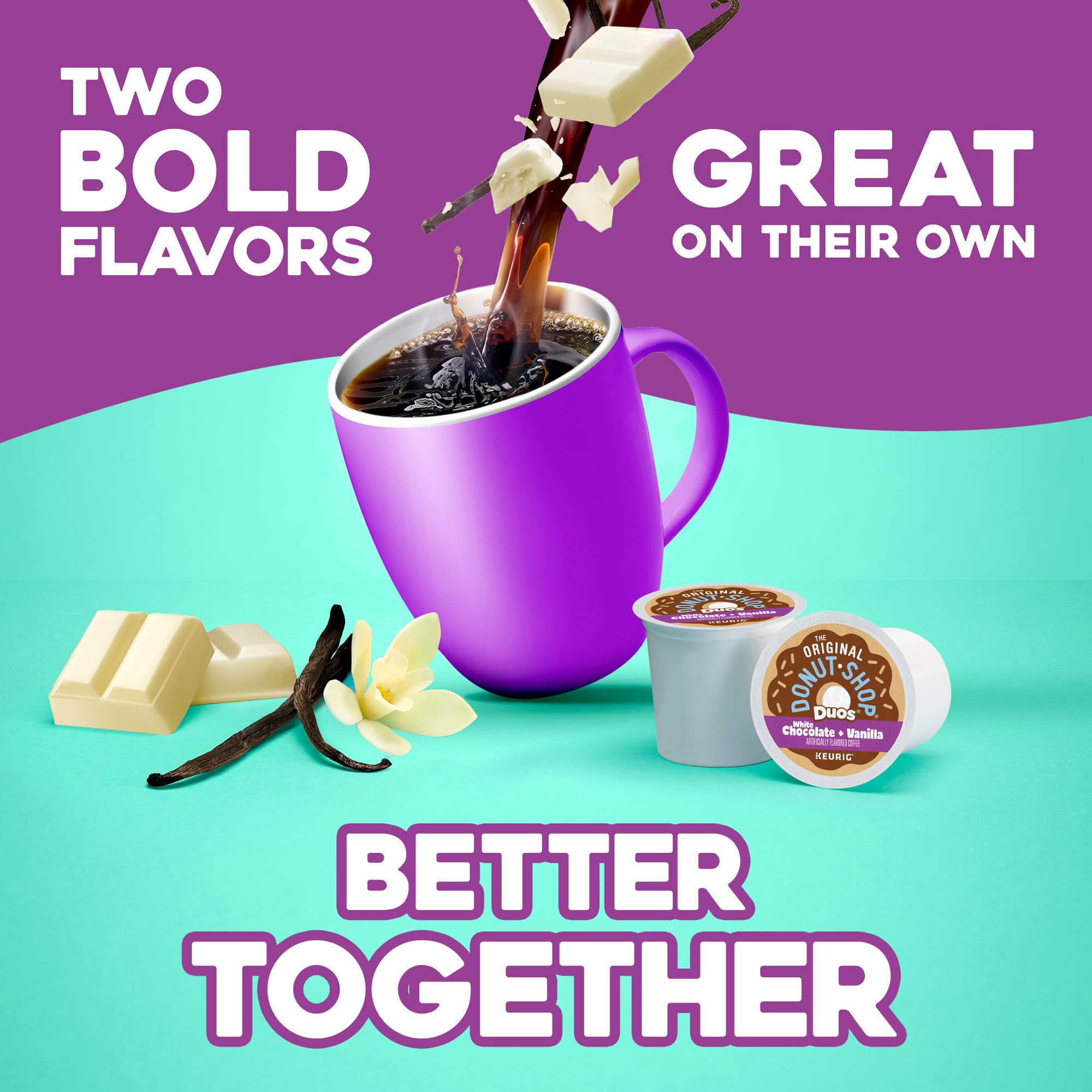 The Original Donut Shop Duos Coconut + Mocha Coffee, Keurig Single Serve K-Cup Pods, Medium Roast Coffee, 60 Count, (6 Packs of 10)