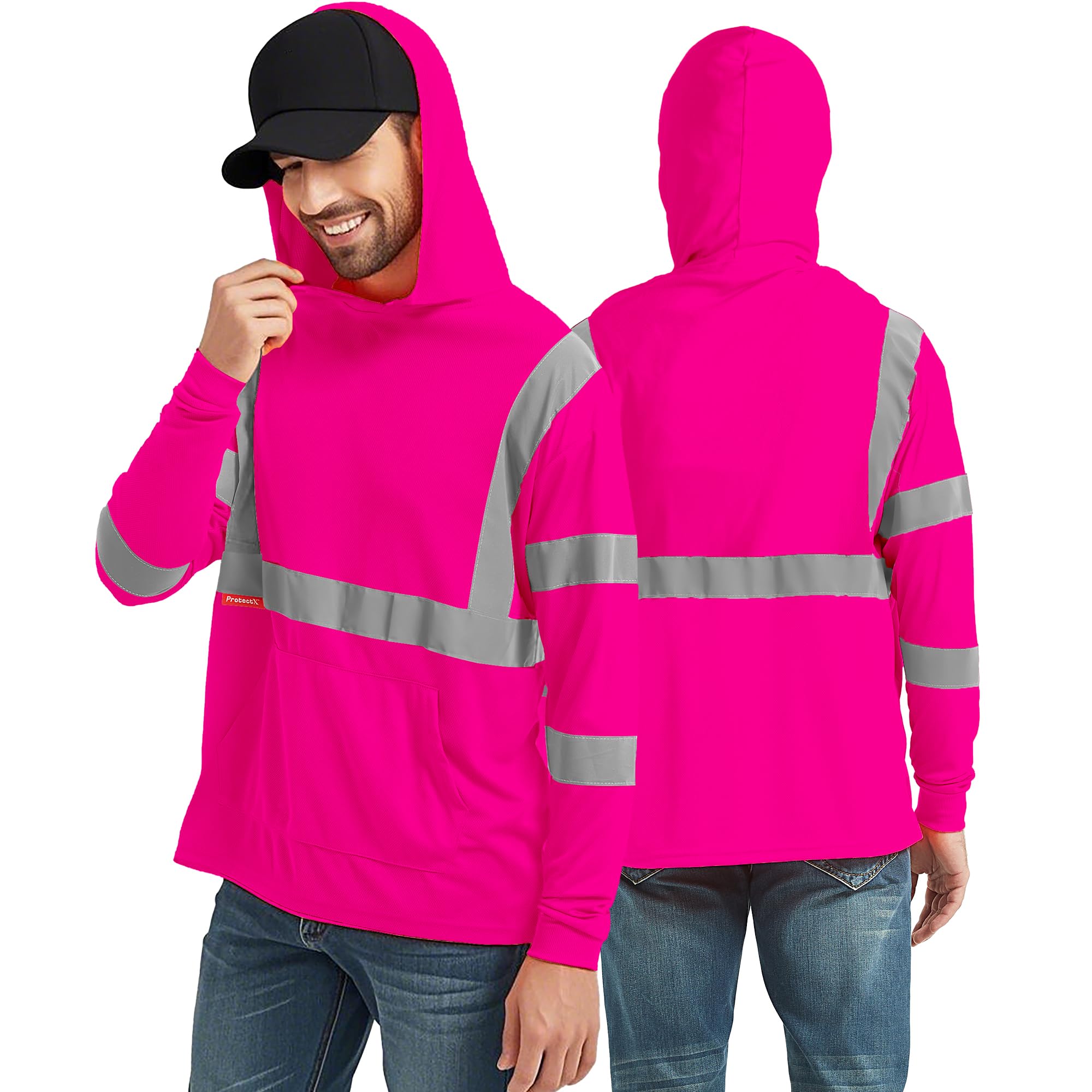 ProtectX High Visibility Long Sleeve Shirts Reflective Hi Vis Safety Shirt for Men Women Class 2-3 Construction Shirt 1 Pack