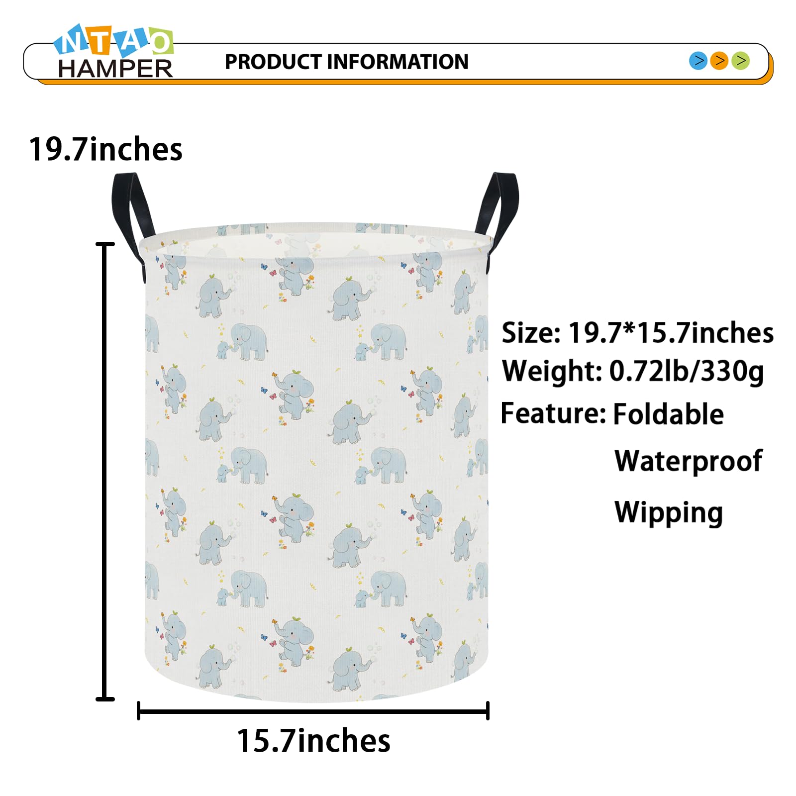 NTAOHAMPER Laundry Hamper, Laundry Basket, Waterproof Storage Bin for Bedroom, Clothes Organizer Basket, Books Box, Room Decor(Animal)