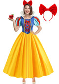 WISHTEN Princess Costume for Women,Adults Princess Dress with Headband, Halloween Costume Dress Up Outfit