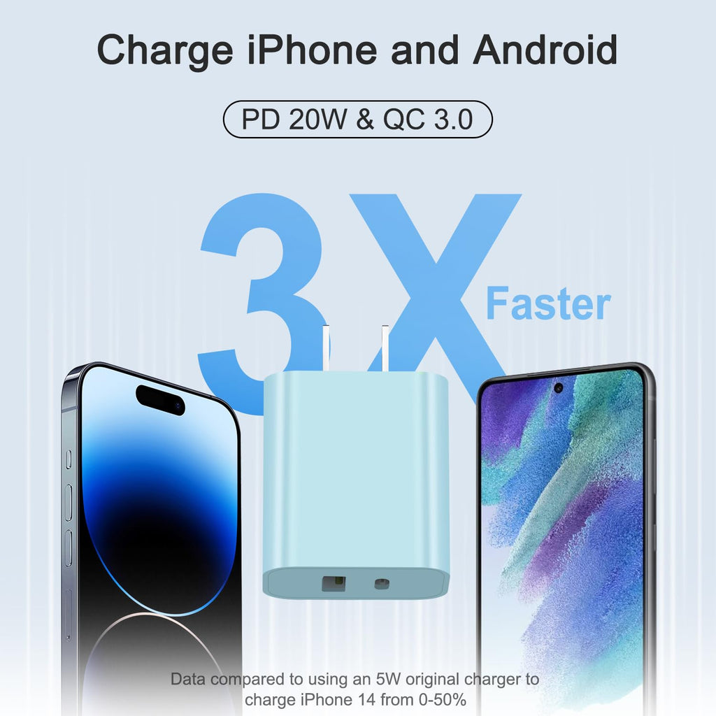 USB C Charger Block Charging Block Type C Charger 20W Wall Chargers 4 Pack for iPhone 16/16 Plus/16 Pro/16 Pro Max/iPhone 15/15 Pro/15 Pro Max/14/13/12 Pro/Samsung//Android(Black)