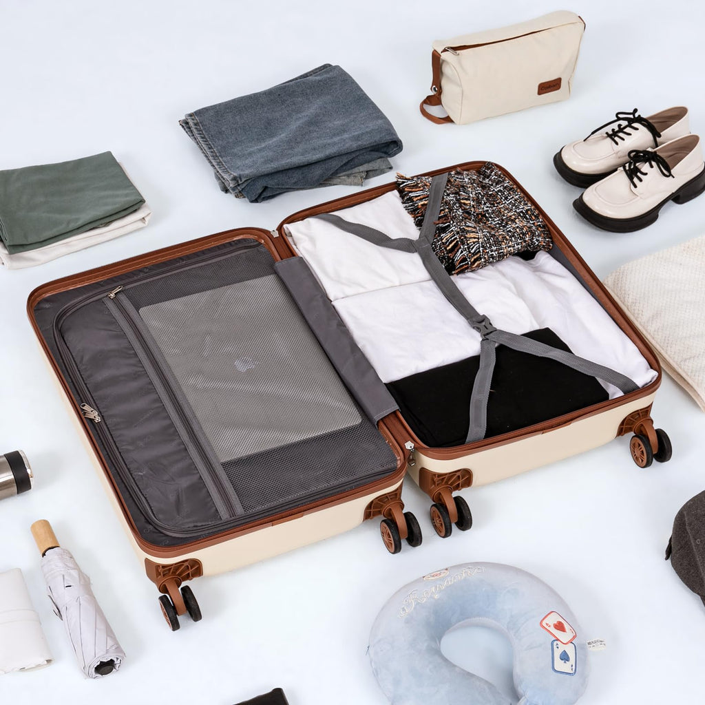 Cosbarn Luggage Sets 5 Piece Suitcases with Wheels, Suitcase Set ABS Hard Case Luggage with TSA Lock Spinner Wheels Durable Travel Luggage (5-Piece Set(20"/24"/28"))
