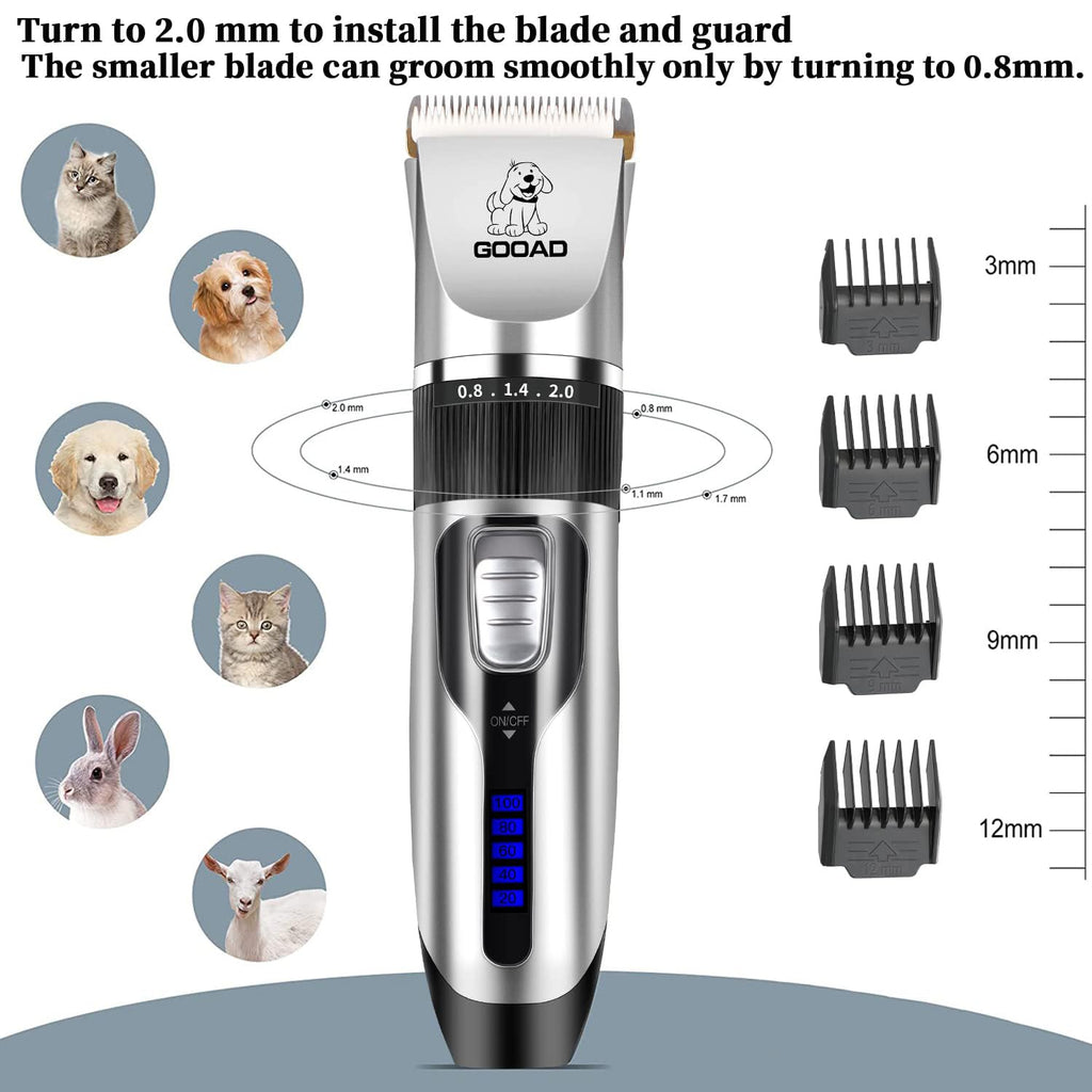 Dog Clippers Grooming Kit and Paw Trimmer,Cordless,Low Noise, Electric Quiet,Rechargeable, Dog Trimmer Grooming, Pet Hair Clippers for Thick Coats,Shaver for Small and Large Dogs Cats(Black)
