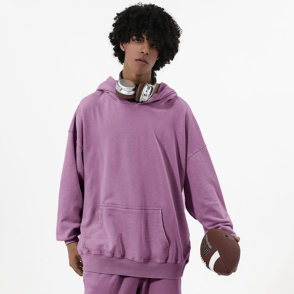 Bobeutou Oversized Hoodie Men Vintage Cotton Casual Hooded Sweatshirt Trendy Baggy Basic Hoodies Retro Pullover Streetwear