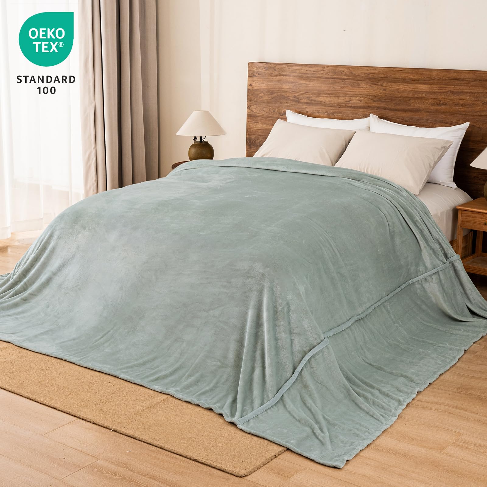 PHF Oversized King Big Fleece Blanket 120"x120", No Shed No Pilling Extra Large Soft Blanket, Giant 10'x 10' Lightweight for Bed, Sofa Travel and Camping, Suitable for All Season, Beige