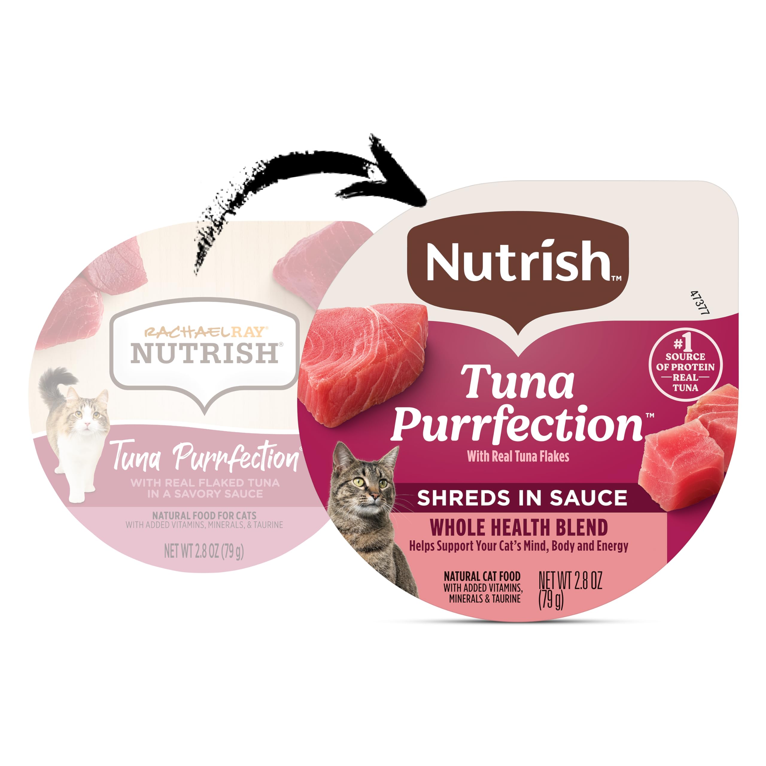 Nutrish Grain Free Wet Cat Food Ocean Fish-A-Licious Whole Health Blend with Real Flaked Ocean Fish & Tuna in Sauce, 2.8 oz. Cup (Rachael Ray) (Pack of 12)