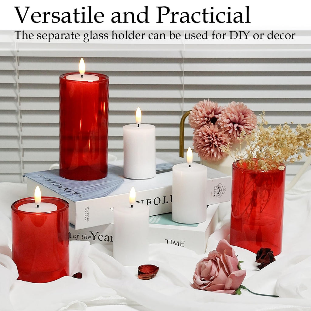 NURADA Flameless Candles with Remote Timer: 3D Wick Battery Operated Led Pillar Acrylic Fake Candle Set for Home Decoration Romantic Ambiance - Gold 2 Pack