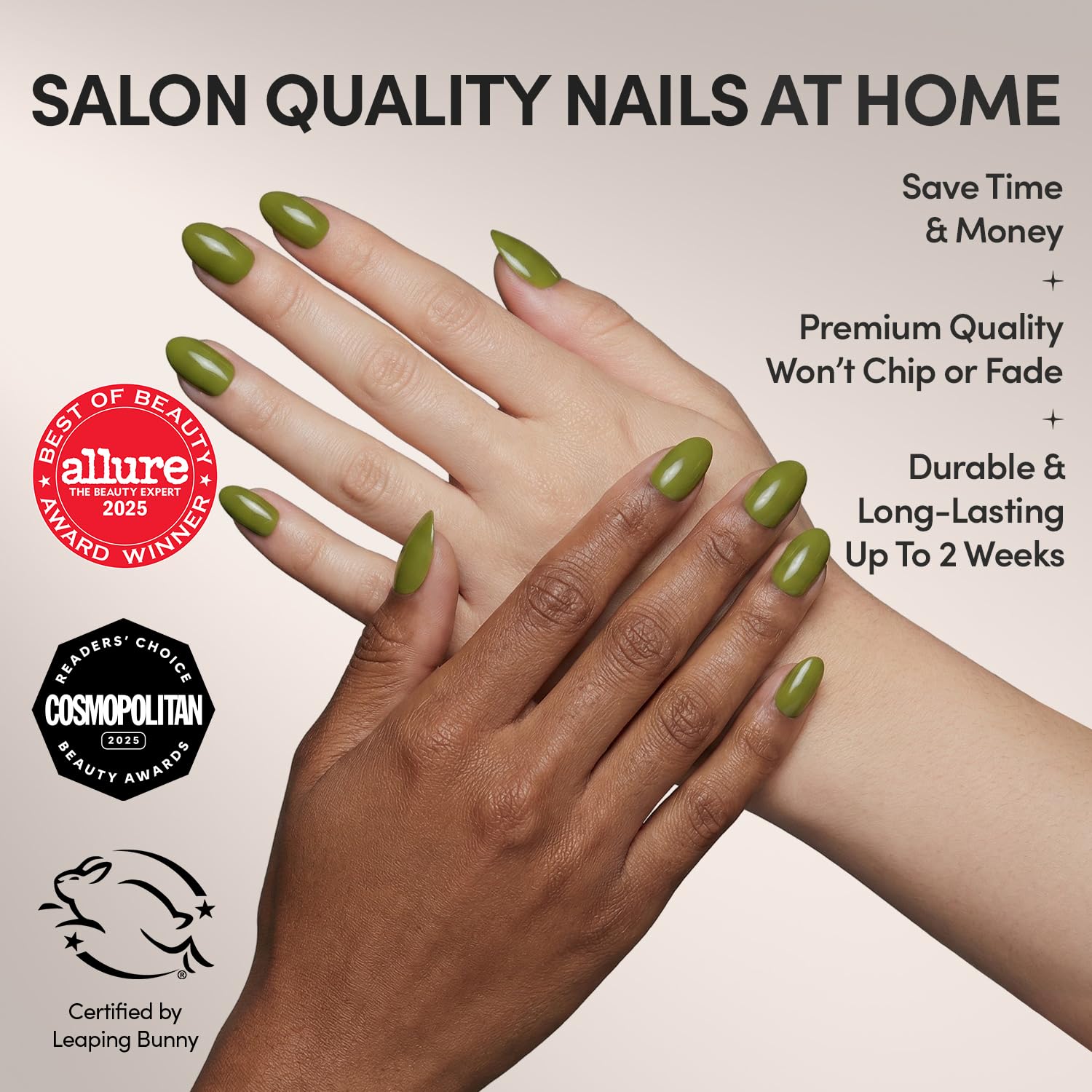 Glamnetic Press On Nails - Cashmere Blue | Opaque Soft Pale Sky Blue Short Squoval Fake Nails, Salon Quality | 15 Sizes - 30 Nail Kit