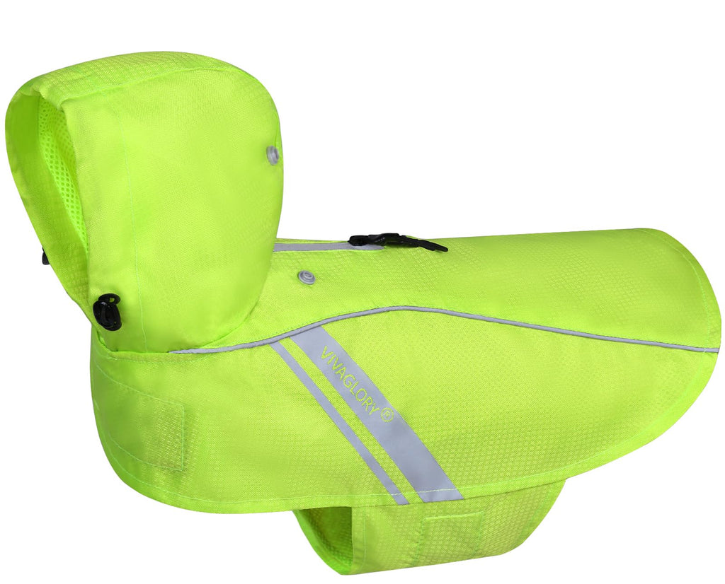 VIVAGLORY Wetoff Dog Raincoat, Rain Coat for Dog All Seasons Adventure, Rain Jacket with Harness Hole & Hood, Reflective Lightweight Waterproof for Doggy & Puppy, XXS, Blue